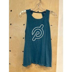 Peloton Sea Blue Wide Strap Flow Double Twist Open Back Tank Top Size Small